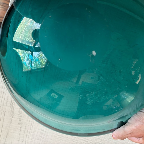 One-of-a-Kind Teal Hand-Blown Glass Art Bowl - Picture 3 of 4